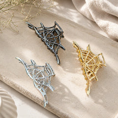 JIVELA Alloy Spider Web Hair Claw Clip Metal Gothic Jaw Clip for Women Girls Punk Halloween Updo Hai