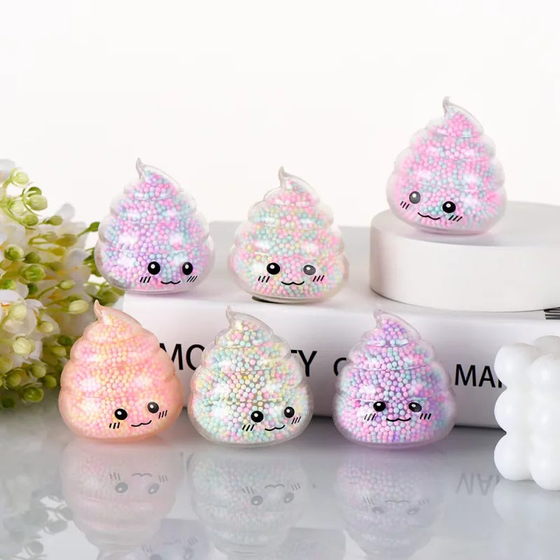 2PCS Squishy Poop Stress Relief Balls Colorful Fidget Toys for Girls Kids Easter Basket detail view