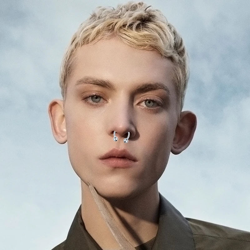 Titanium Zircon Hoop Nose Ring Septum Lip Circular Barbell Horseshoe Ear Tragus Helix lifestyle view