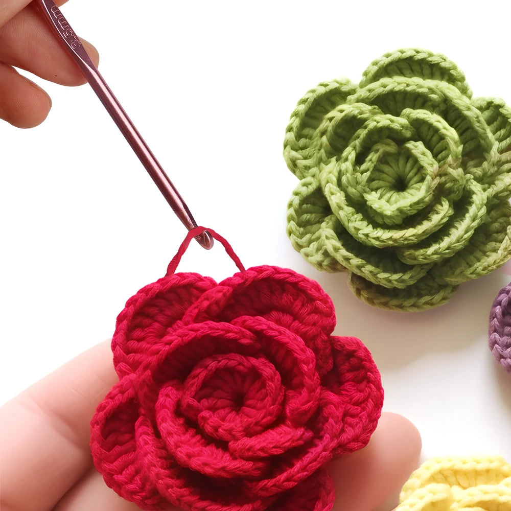 8pcs Metal Handle Crochet Hook Colorful Aluminum Knitting Needles Single Head Croch additional angle