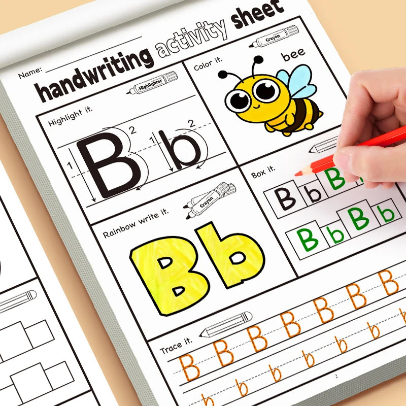 Fun Activity Copybook English Letter Handwriting Exercise Book Children's Containing F close-up view