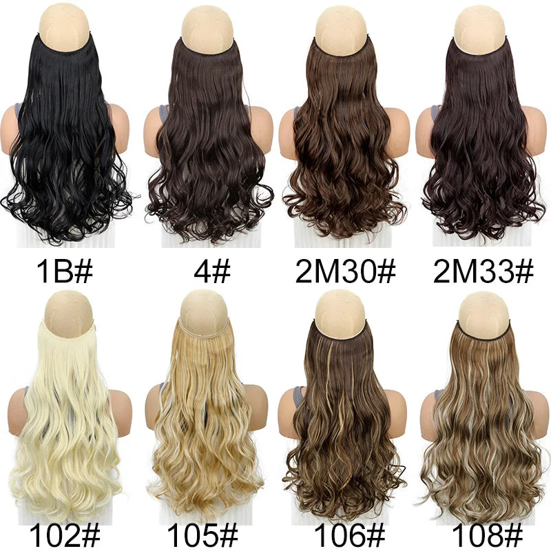 WIGSIN Synthetic One Piece No Clip Hair Extension 20Inch Long Curly Fish Line Fake Ha alternate view