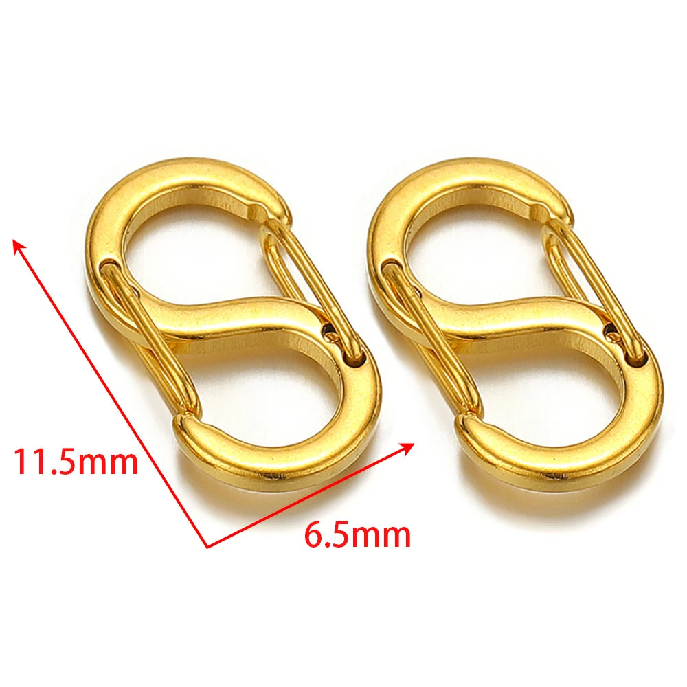 5Pcs Stainless Steel Chic Letter S Buckle 18k Gold Spring Lobster Clasps Necklace Hooks Bracelets Connectors DIY Jewelry Making