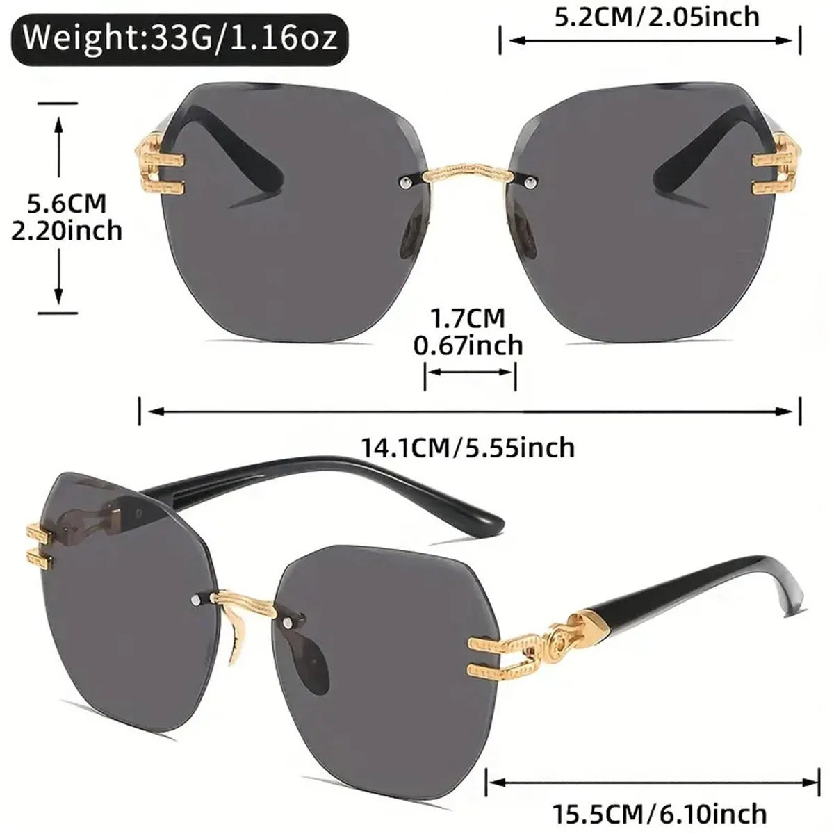 New Model Frameless Sunglasses - Best-selling Large Frame Trendy Street Photography Unframed Sunglasses