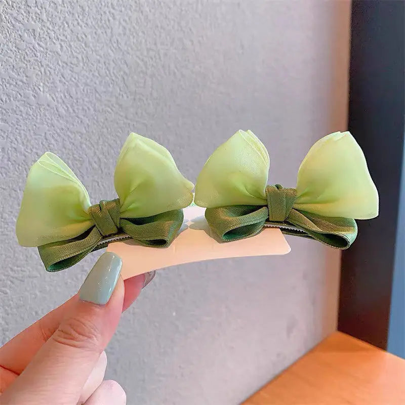 2PCS New Fashion Fresh Yarn Three-dimensional Cute Bow Hair Clips Girls Hairpins Hair Ac detail view