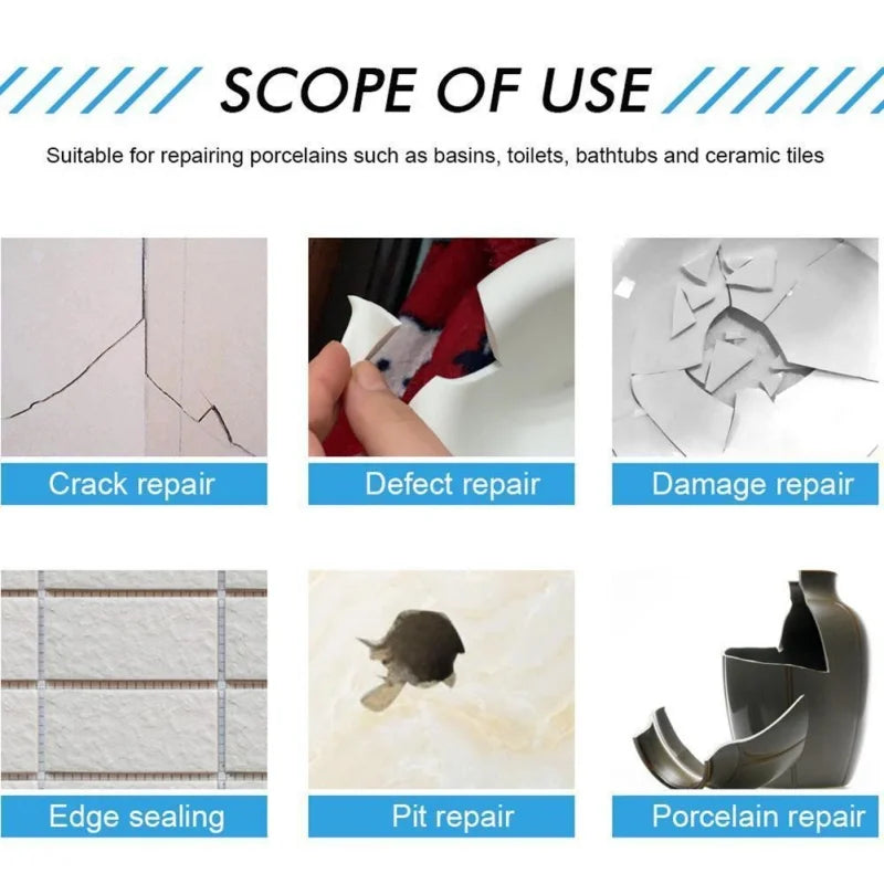 White Porcelain Repair Kit | Ceramic Repair Paste for Tubs, Tiles, Toilets, and Sin additional angle
