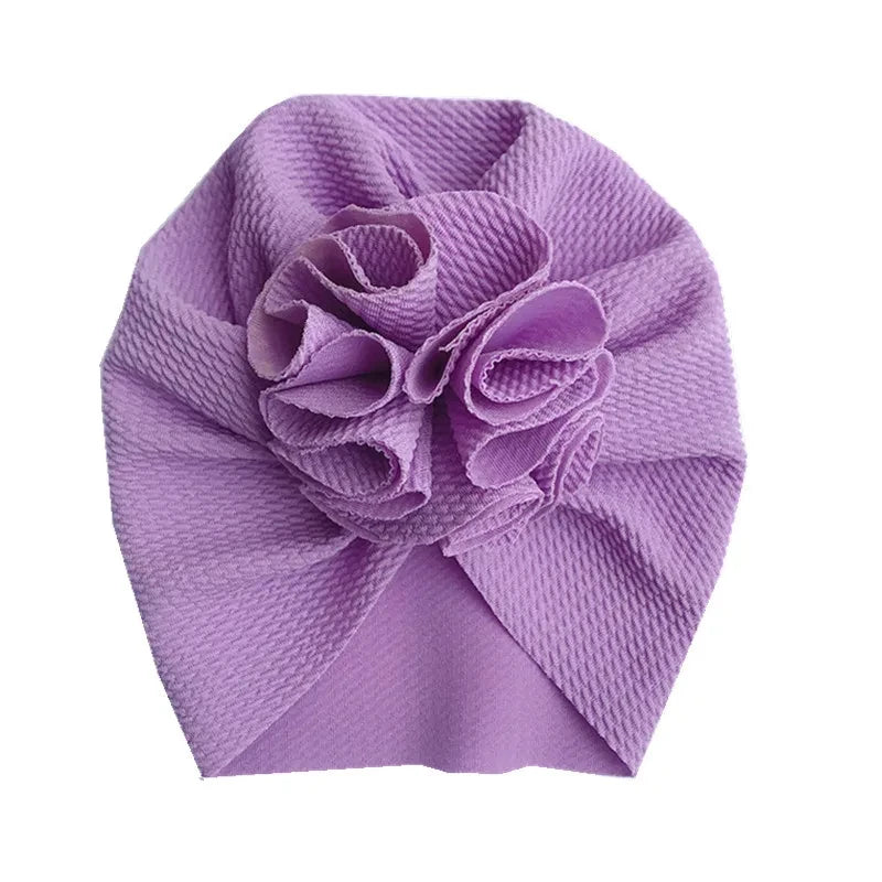 Baby Girl Turban Hat | Lovely Flower Soft Cap for Newborn Photography detail view