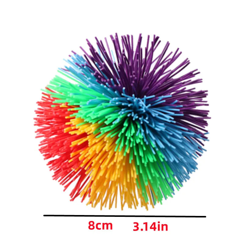 Rainbow Stringy Balls Sensory Fidget Toys For Kids Party Favors Outdoor Fun Games Pelo close-up view
