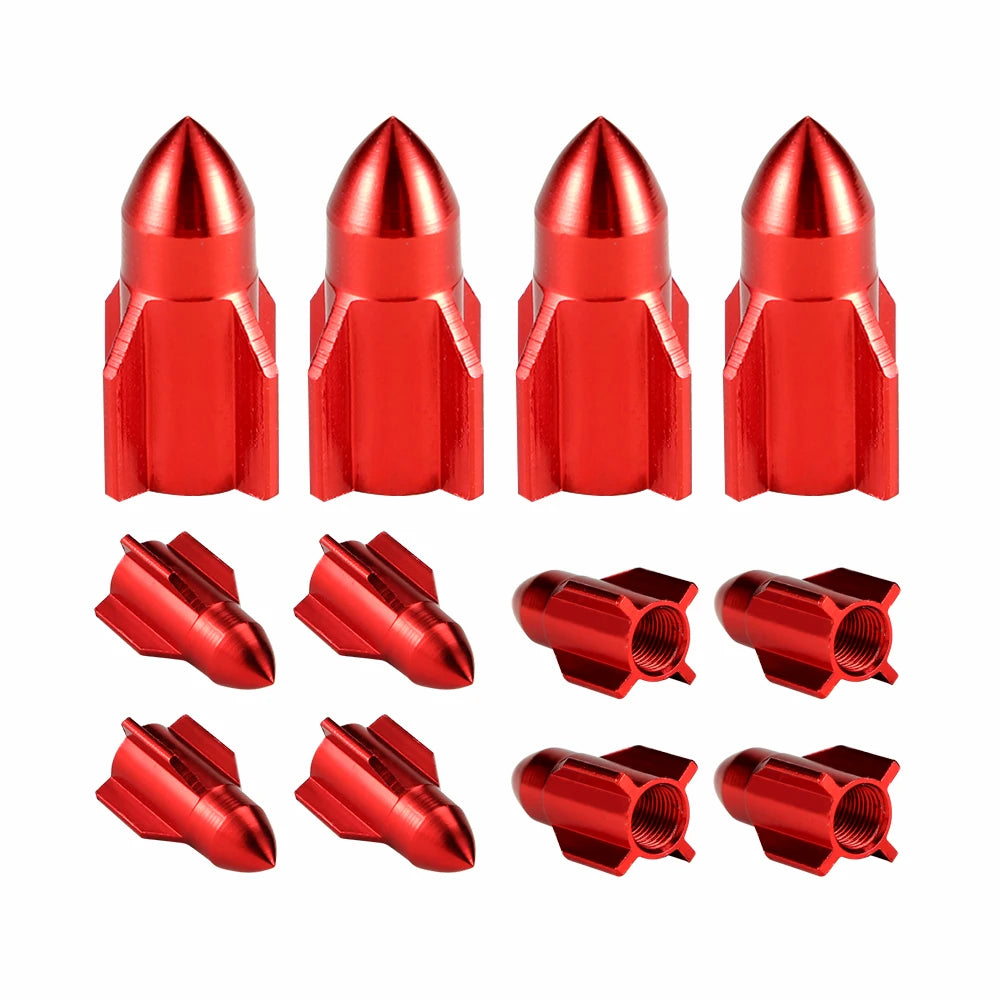 4Pcs/Set Aluminum Rocket Tire Valve Caps for Car Motorcycle Bike Alloy Tyre Valve Covers detail view