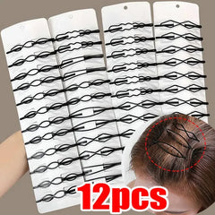 3/12Pcs Black Hair Clips Bobby Pins Wavy Hairpins Metal Barrettes Invisible Wave Hairgrips Korean Ha