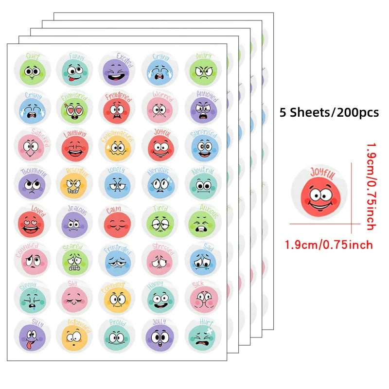 200 Pcs Emotional Feelings Stickers Set | Funny Mood Stickers for Student Emotional S lifestyle view