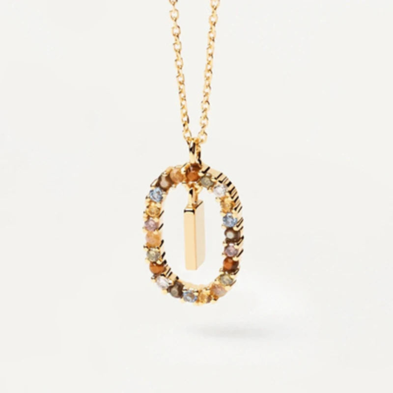 925 Sterling Silver Gold Initial Necklace | Personalized Letter Pendant with Zircon additional angle