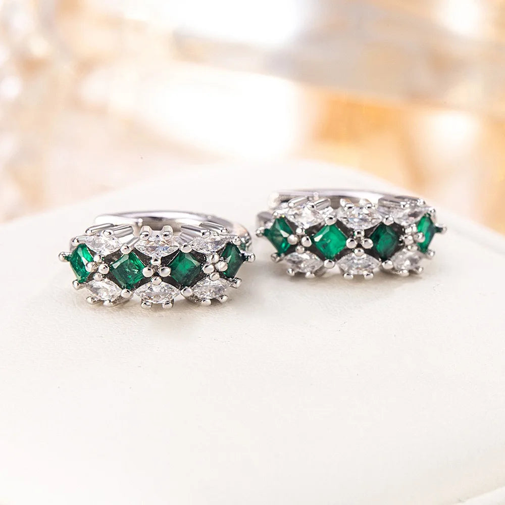New 925 sterling silver green zircon earrings exquisite earrings suitable for women additional angle