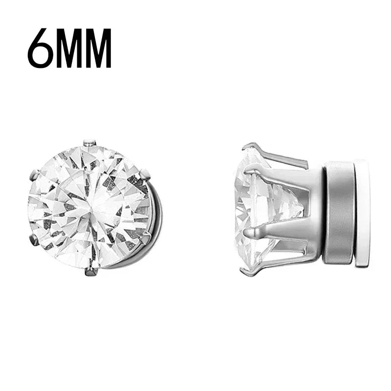 1Pairs Crystal Strong Magnetic Ear Stud Clip Earrings for Men Women, Punk Round Zirco alternate view