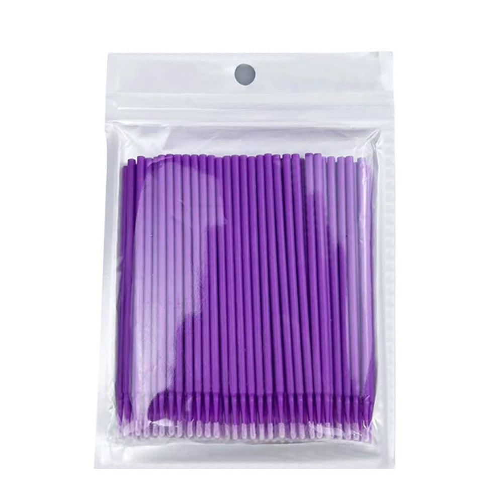 100PCS Micro Swab Applicator Eyelash Cleaning Brush Lash Extension Micro Brushes Cotton Swab Individual Eyelashes Removing Tool