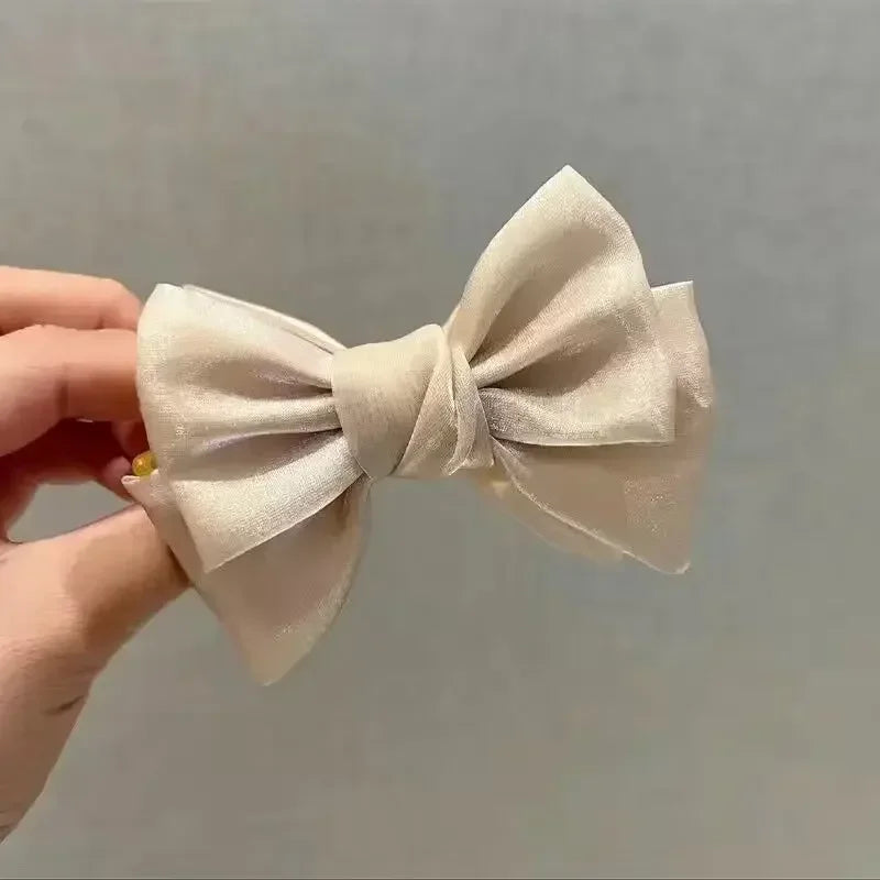 Sweet Bow Tie Hair Claw Clip Velvet Ponytail Fixed Large Hair Clip Elegant Women Solid Color Headwear Accessories Gift for Girls