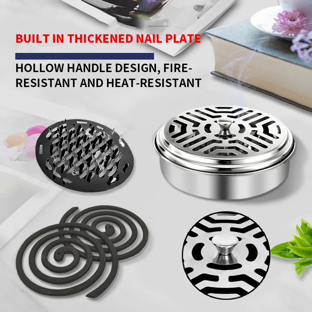 Mosquito Coils Holder Stainless Steel Mosquito Coil Box with Cover | Round Mosquito C alternate view