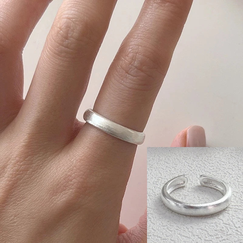 925er Sterling Silber Mattierter Geometrie-Ring | Texturierter breiter Bandring für Frauen