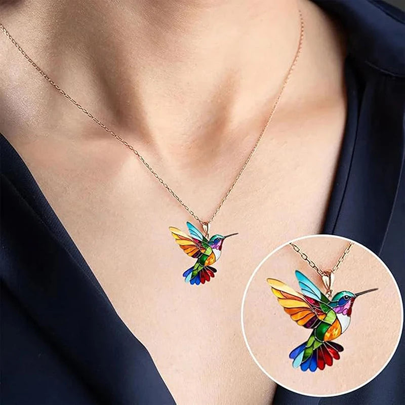 1PC Acrylic Hummingbird 2D Bird Shape Necklace for Women Girls Neck Charms Spring Sum alternate view