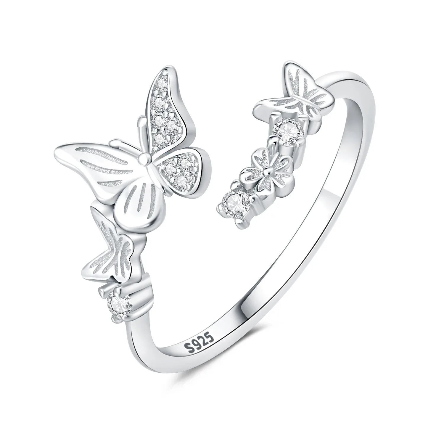 2026 HOT Sale 925 Sterling Silver Open Rings Adjustable Mermaid Heart Inlaid Zircon additional angle