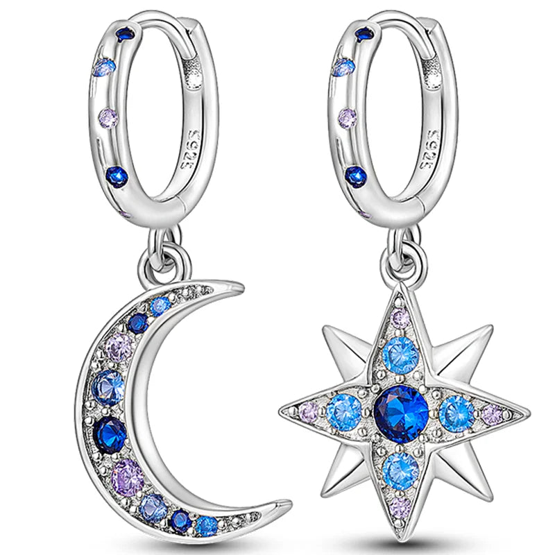 Hot Classic Original 925 Sterling Silver Earrings Colorful Circle Hoop Earrings For W alternate view