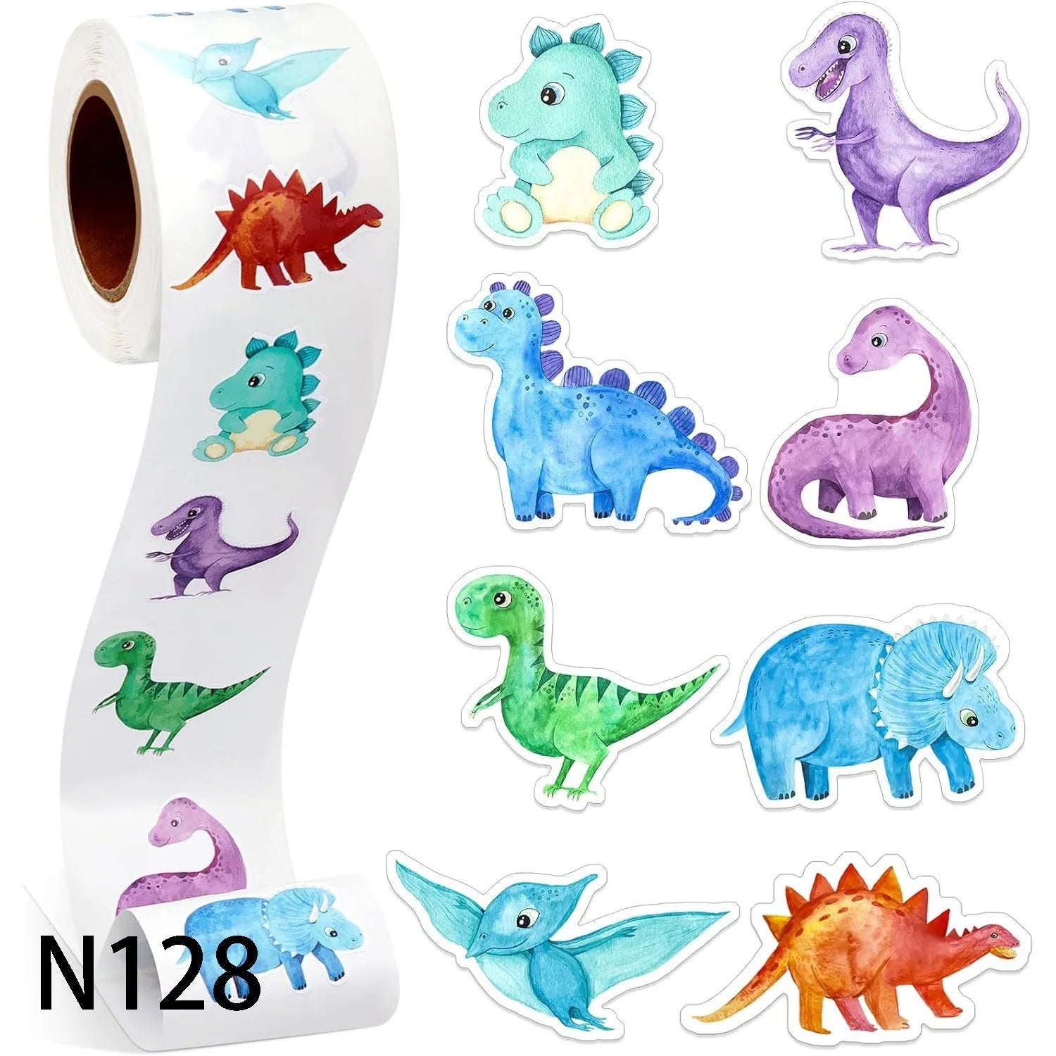 100-500 Animal Stickers Roll | Small Decorative Labels for Photocards and Gifts close-up view