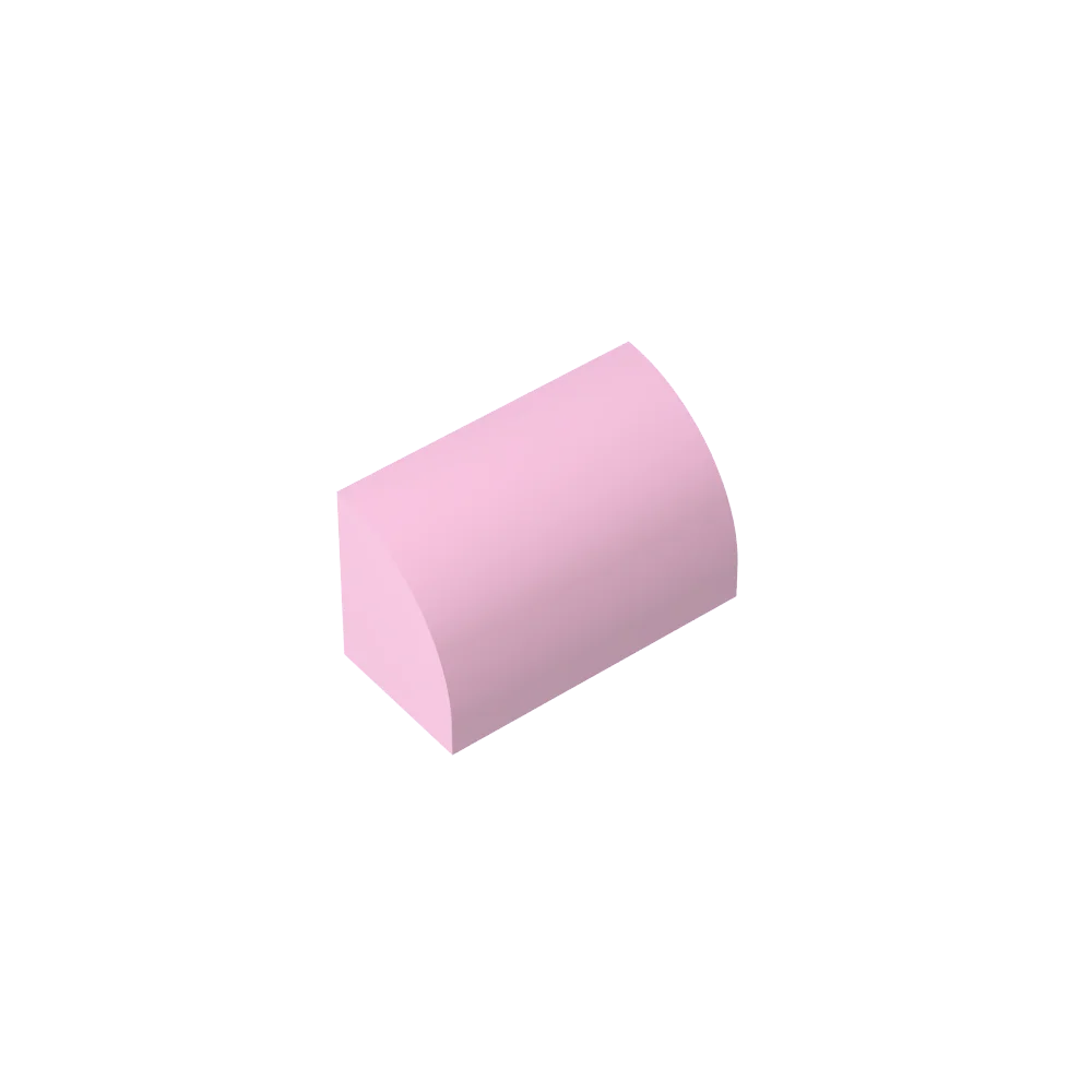 Gobricks GDS-M063 Curved Brick 1 x 2 x 1 No Studs | Compatible Building Block close-up view