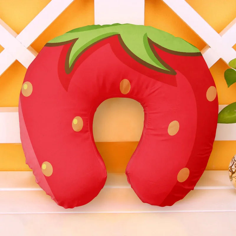 U Shaped Inflatable Neck Pillow | Fun Travel Cushion with Frog Strawberry Rainbow D additional angle