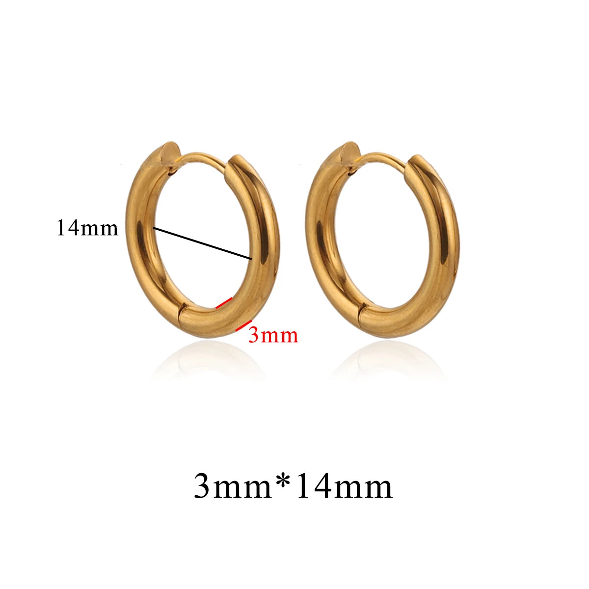 6pcs Stainless Steel 3mm 4mm Hoop Earrings | PVD Gold Plated Korean Round Earrings fo alternate view