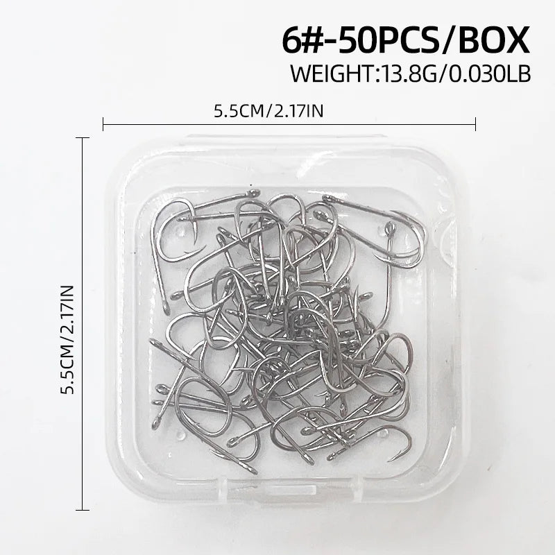 ShareShark 50pcs/box 92247 High Carbon Steel Fish Hook Long Handle with Barbed Curv additional angle