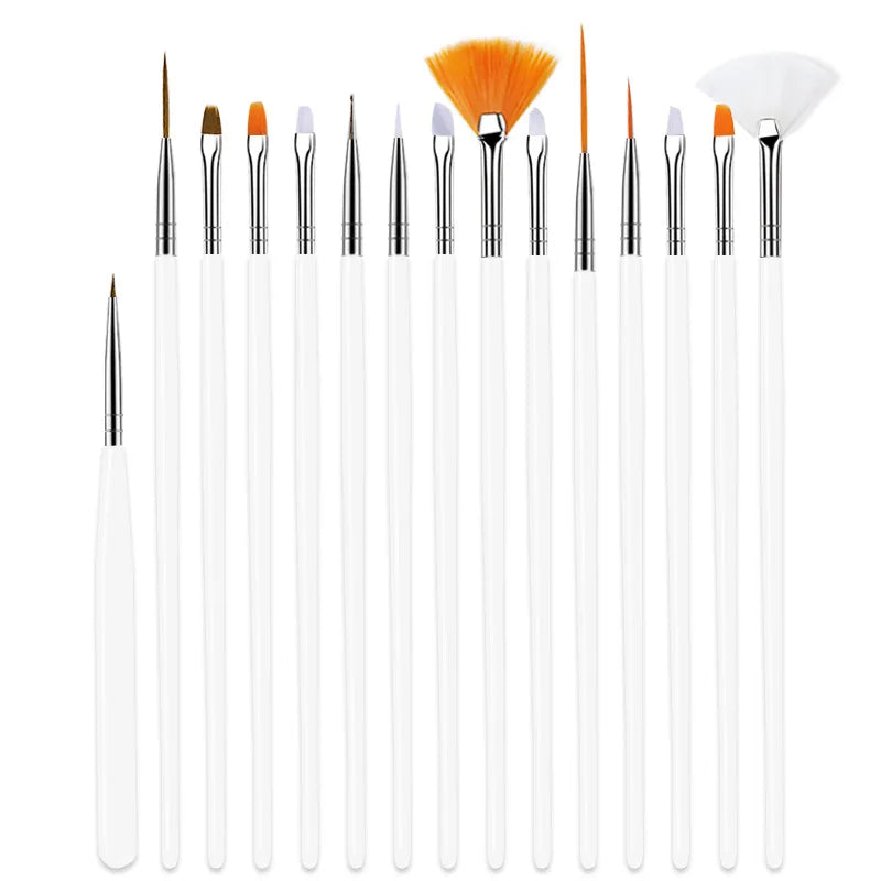 5/20Pcs Nail Art Brush Design Tip Painting Drawing Carving Dotting Pen FlatFan Line additional angle
