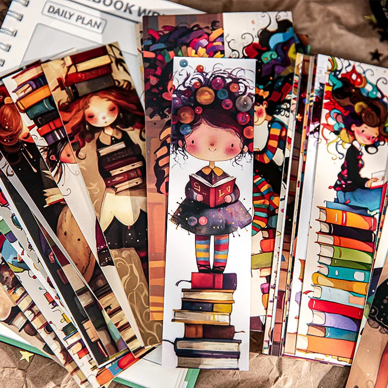 Mr.Paper 32pcs Color Art Series Bookmark Set for Reading Page Markers, Students Gift, close-up view