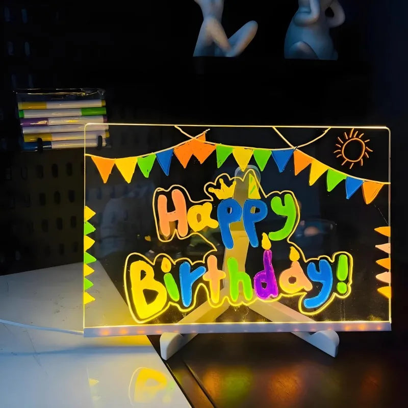 Glowing Acrylic Message Board Night Light | Rewritable Drawing Lamp for Kids detail view