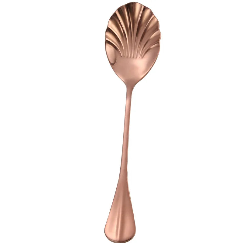 Shell Shape Stainless Steel Spoon with Long Handle | Dessert Spoon and Ice Cream Scoo alternate view