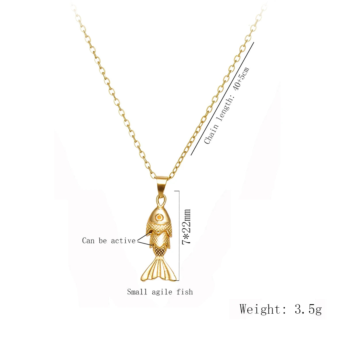 Trendy Gold-Plated Retro Personality Agile Small Fish Necklace for Women Anti-Allergic close-up view