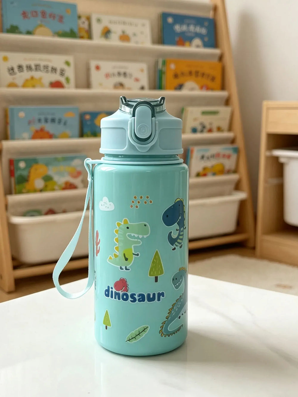 1 Piece 500ml (19 fl oz) Cartoon Printed Straw Cup, Summer Plastic Water Bottle, BPA Fre detail view