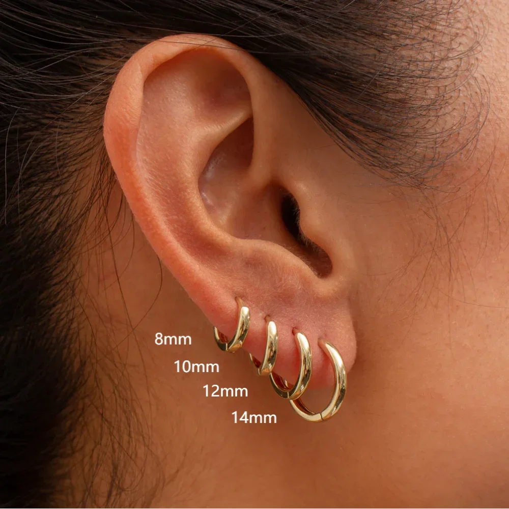 2.5mm Stainless Steel Hoop Earrings for Women Men Stackable Round Gold Color Hiphop Steampunk Earlob