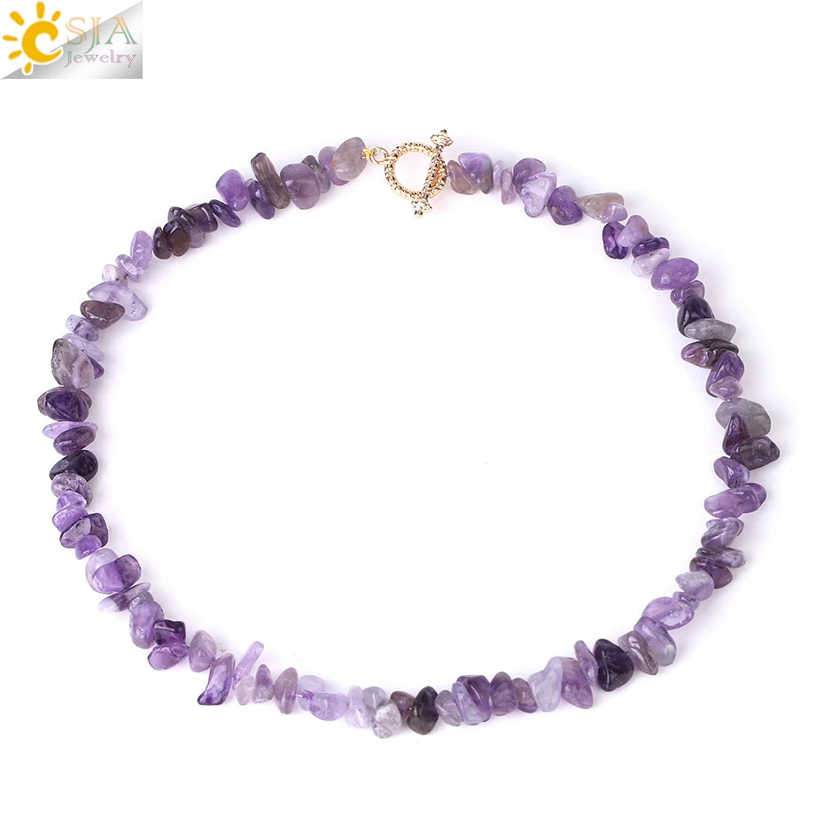 Natural Chip Stone Choker Necklace | Bohemia Crystal Bead Jewelry additional angle
