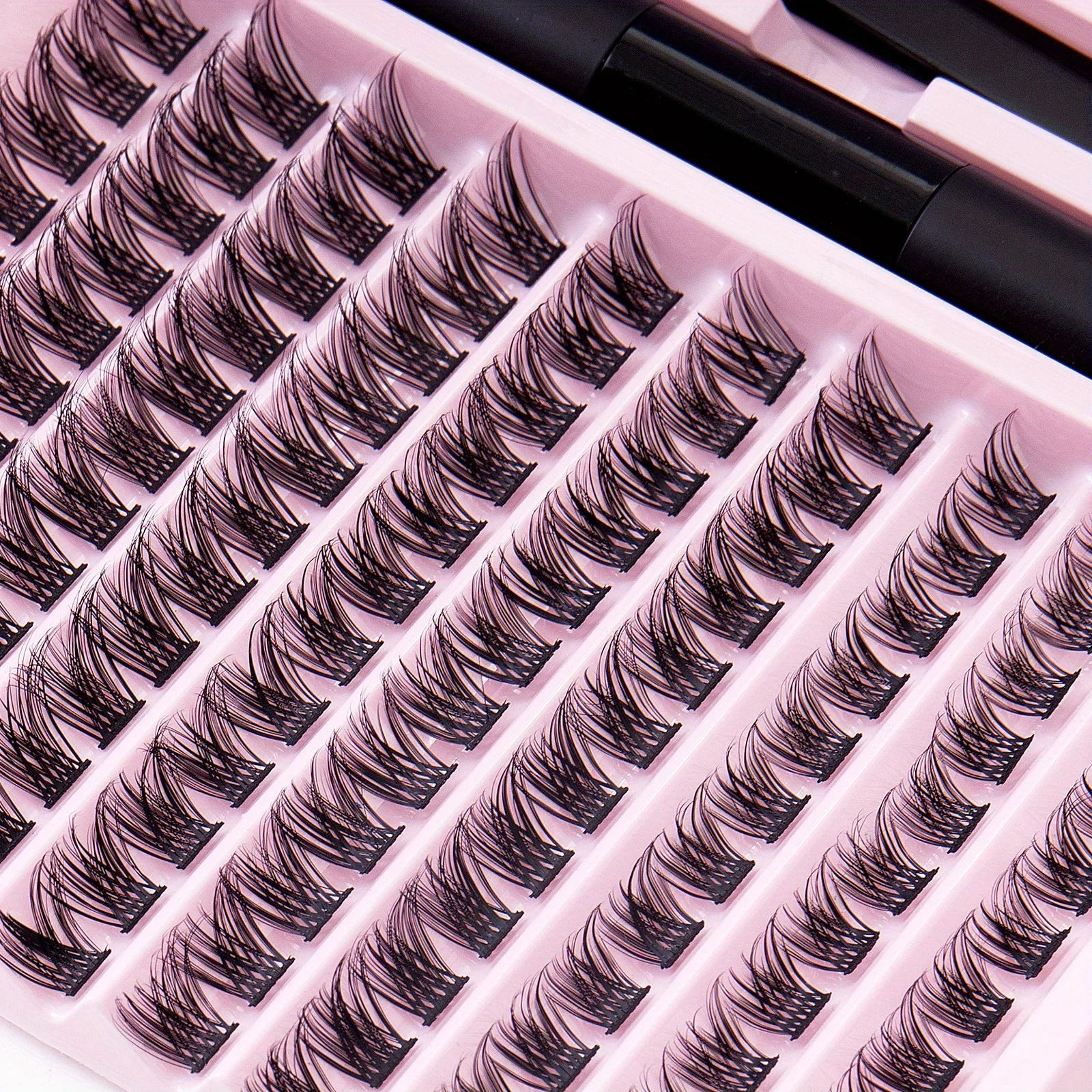 DIY Lash Extension Kit with Waterproof Strong Hold Lash Bond And Seal Lash Clusters Plus Eyelash Tweezers
