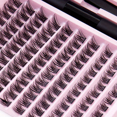 DIY Lash Extension Kit with Waterproof Strong Hold Lash Bond And Seal Lash Clusters Plus Eyelash Tweezers