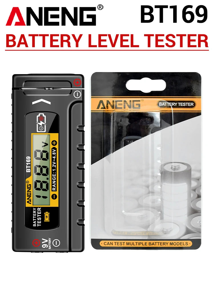 ANENG BT169 Battery Level Tester | Digital Display, No Power Required, Portable ABS T alternate view