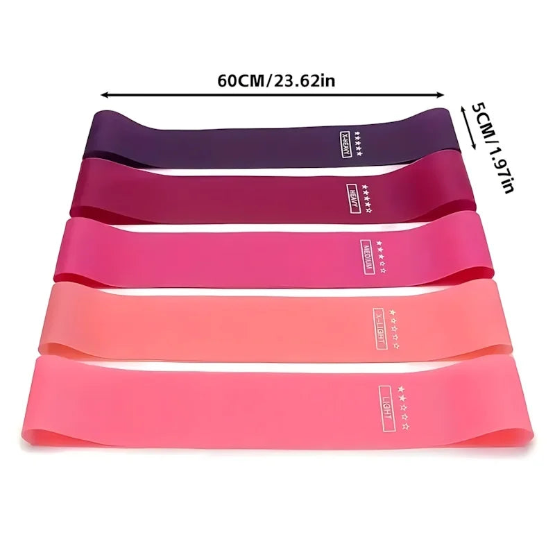5 Pack Pink Resistance Bands | Elastic Fitness Loops for Leg and Butt Exercise additional angle