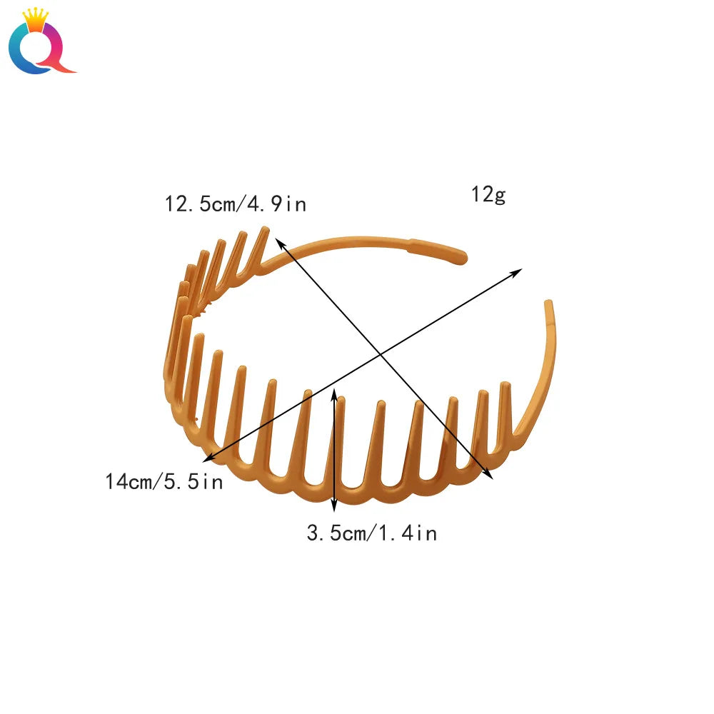 Korean Simple Headwear Hair Hoop Bezel with Teeth Headband Women Girl Solid Color Res lifestyle view