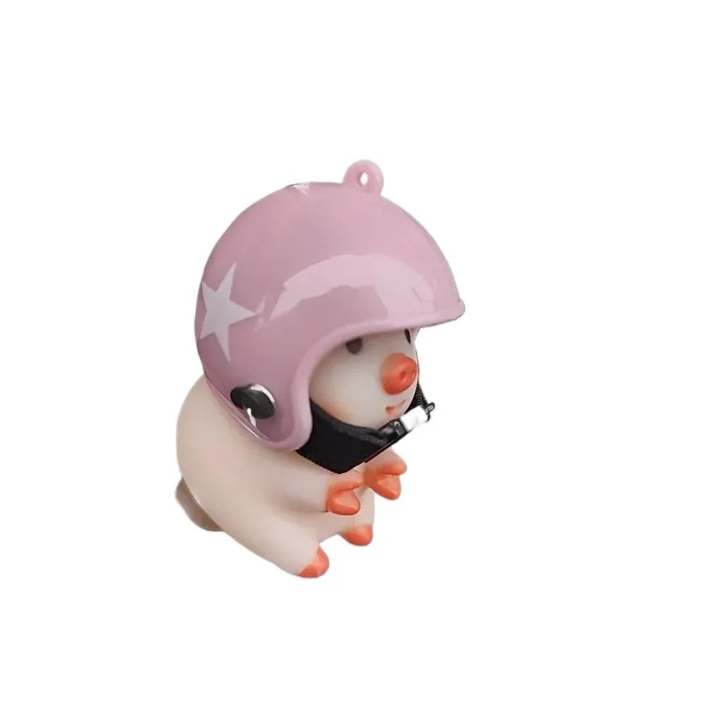 Cute little pig decoration Electric Scooter Pig Decoration Wearing Helmet Car Ornament Motorcycle Bicycle