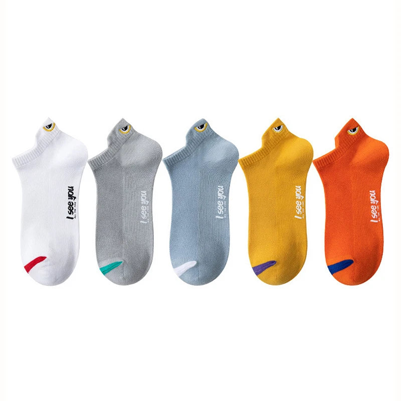 5/10 Pairs Man Short Socks Ankle Boat Socks Breathable Casual Athletic Socks Women Sum close-up view