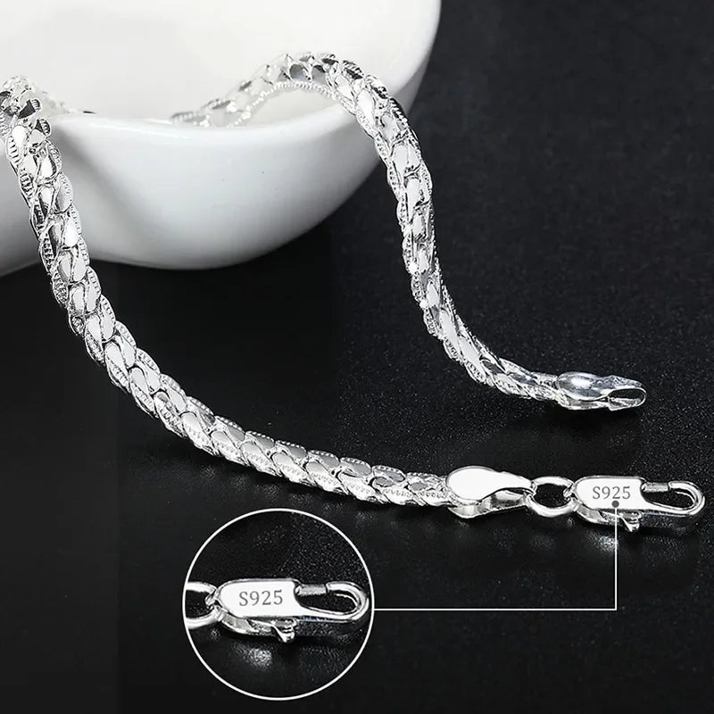 Fine 925 Sterling Silver Noble Nice Chain Solid Bracelet for Women Men Charms Party G alternate view