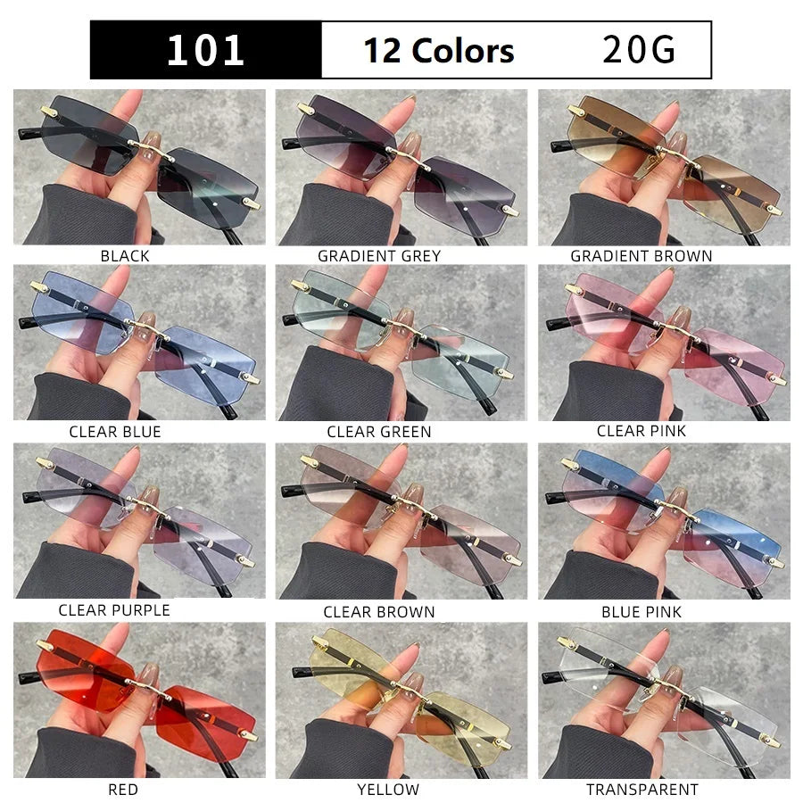 Business Rectangle Gradient Lenses Unisex Sunglasses Women Men Colored Lenses Metal F lifestyle view
