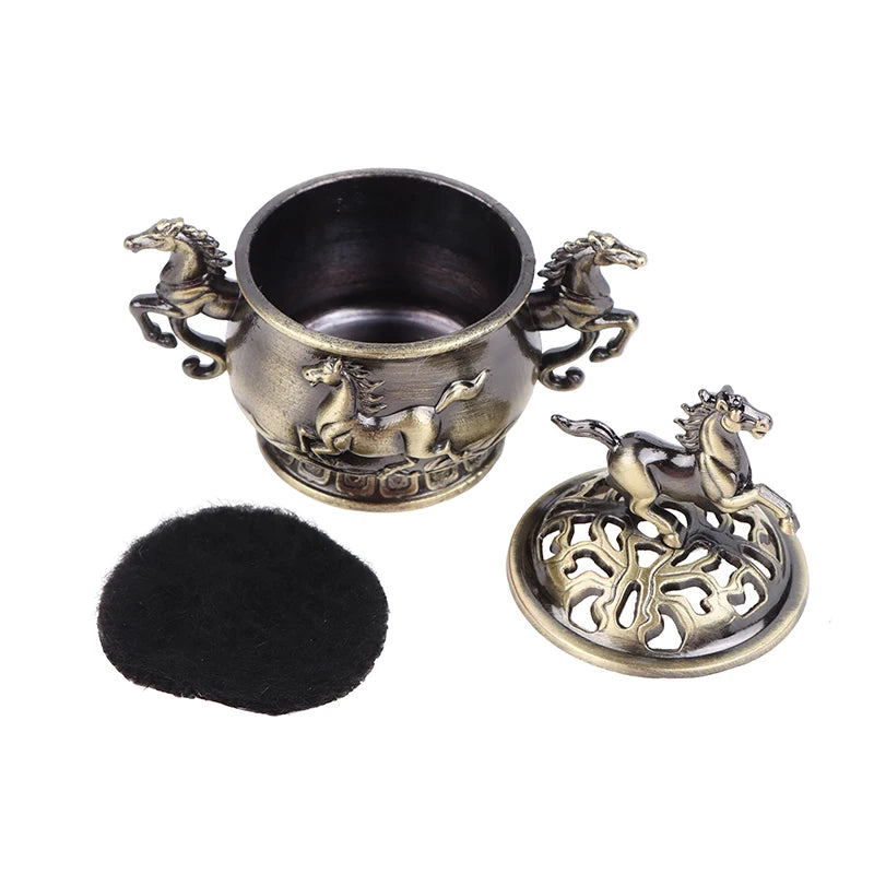 Alloy Lucky Incense Burner Bowl Incense Holder With Handle | Ancient Style Yoga Med additional angle