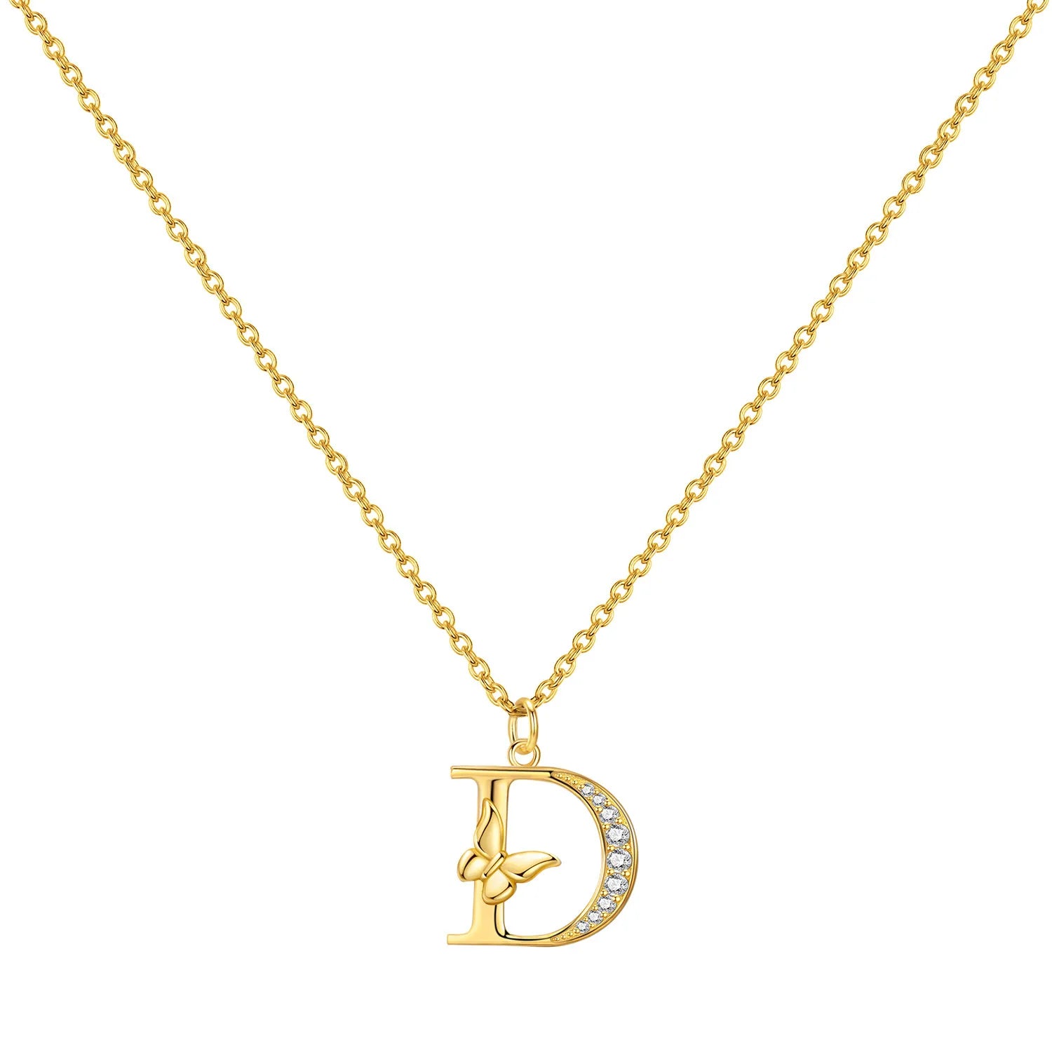 925 Sterling Silver Butterfly Initial Necklace | 26 Letter Y-Shaped Pendant for Women alternate view