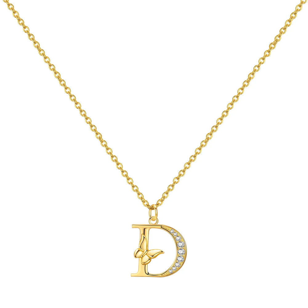 925 Sterling Silver Butterfly Initial Necklace | 26 Letter Y-Shaped Pendant for Women alternate view